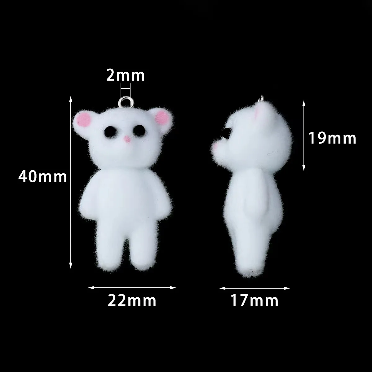 30Pcs 3D Flocked Cute Bear Charms Cartoon Animal Resin Pendant  For Make DIY Jewelry Mobile phone chain Keychain accessories