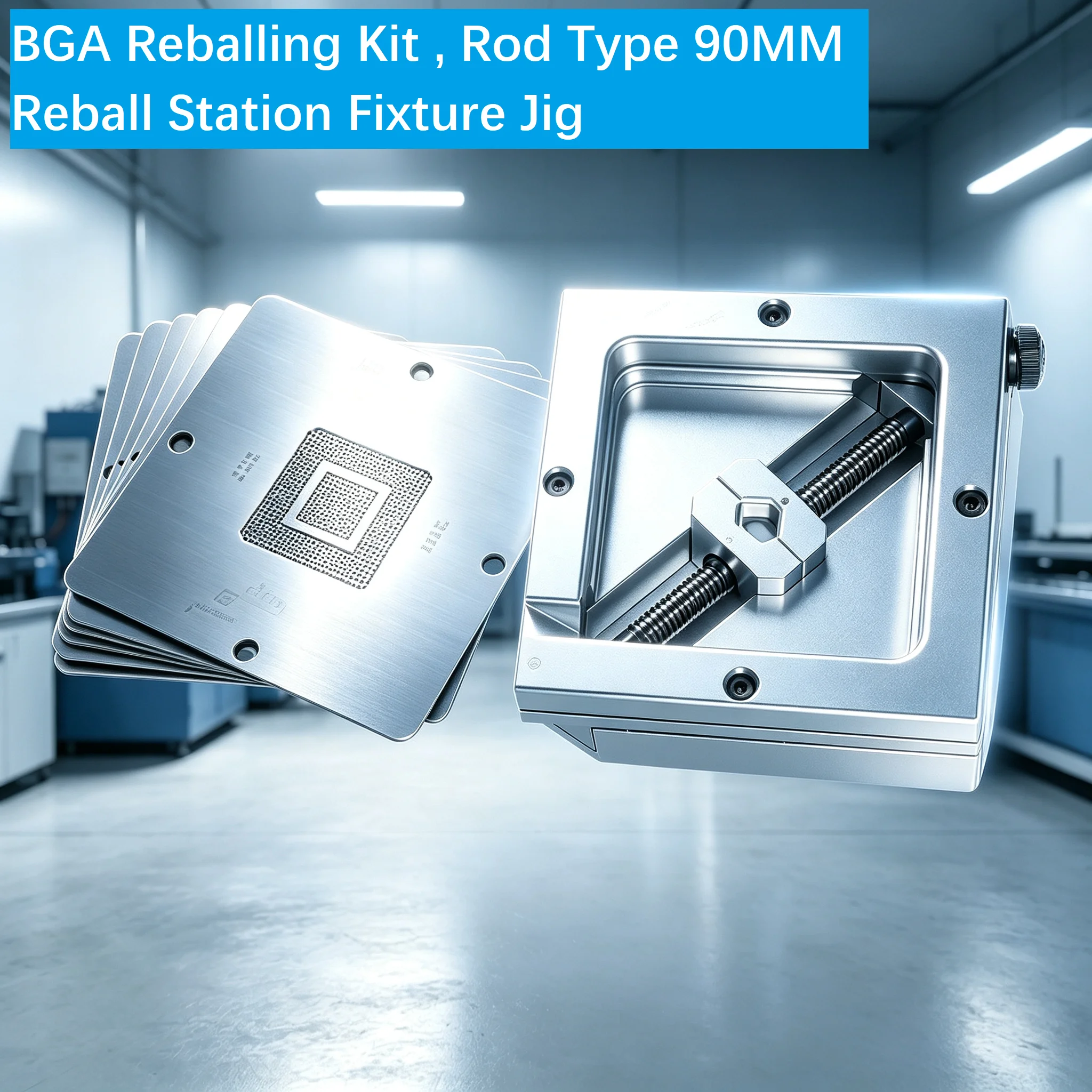 BGA Reballing Kit With Universal CPU South North Bridge Memory Stencil Rod Type 90MM Reball Station Fixture Jig