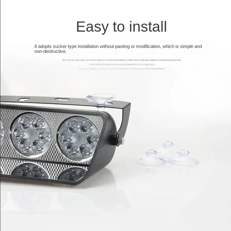 Warning light, flashing light, LED windshield suction cup, red, blue, amber, white, 36 LED car emergency light, 12V wireless rem