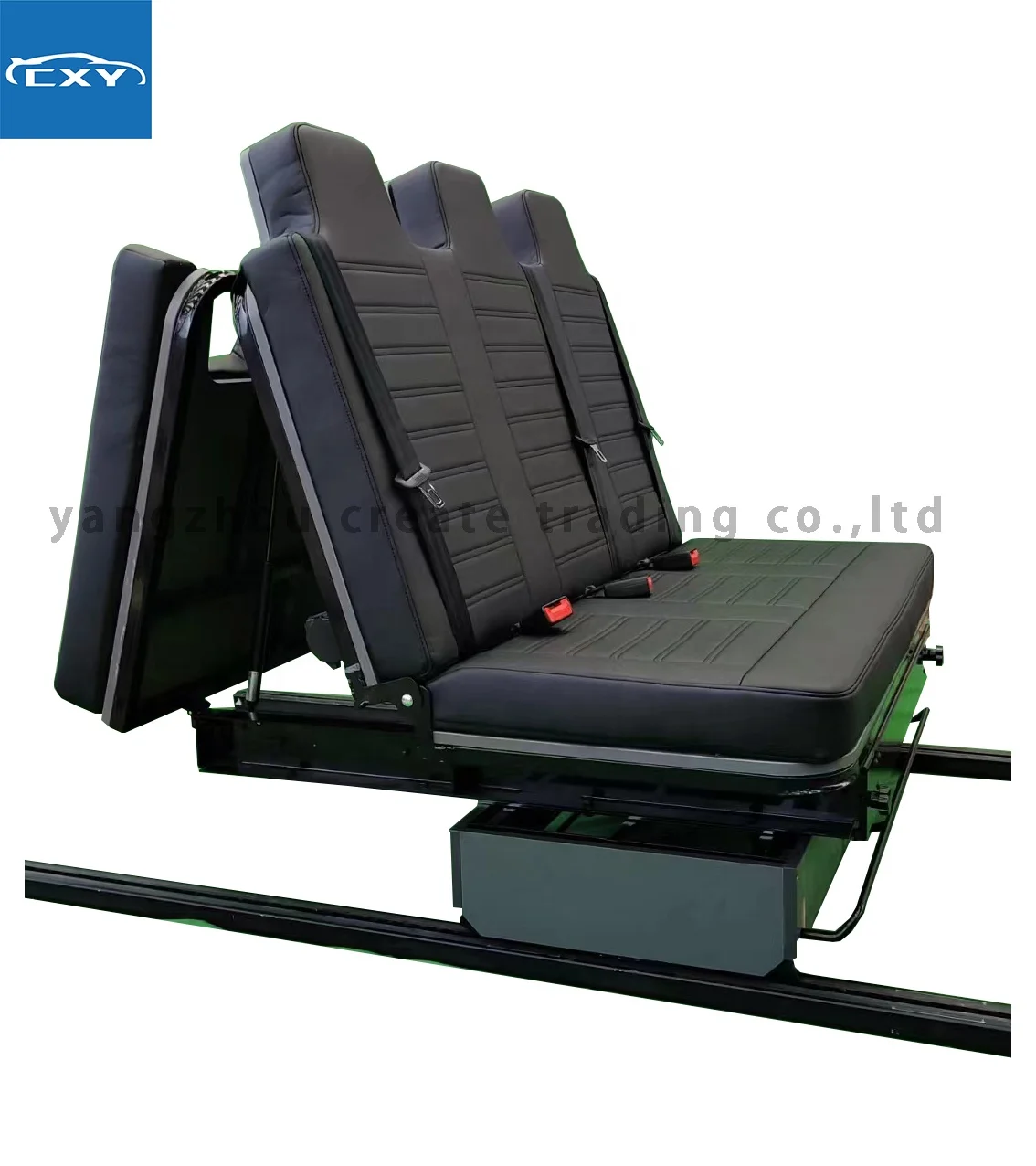 Three-Passenger Comfortable Leather Folding RV Camper Van Sofa Bed Convertible Modified Car Seats Into Bed view 5