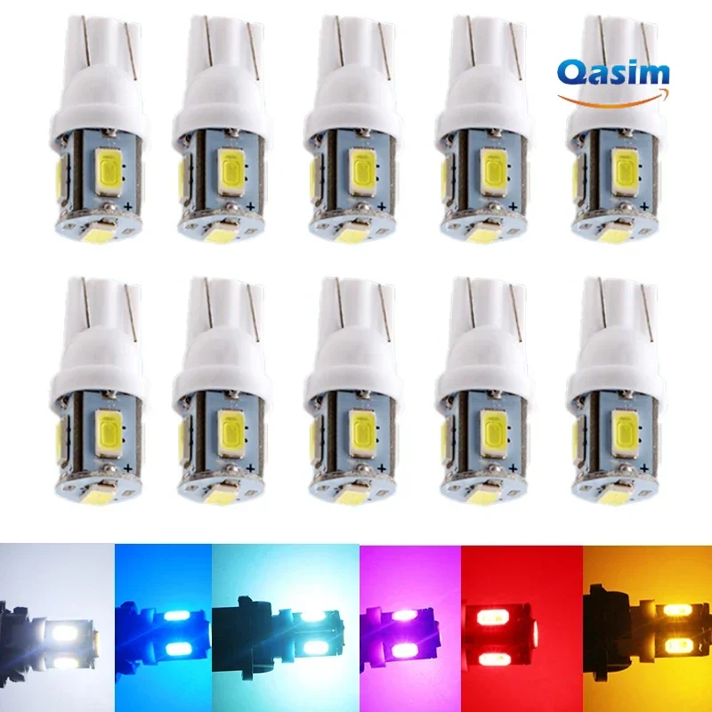 

10x W5W T10 5050 LED COB Reverse Light 5 SMD Marker Lamps Side Turn Signals Rear Turn Lights Parking Bulb Auto 12v DRL Halogen