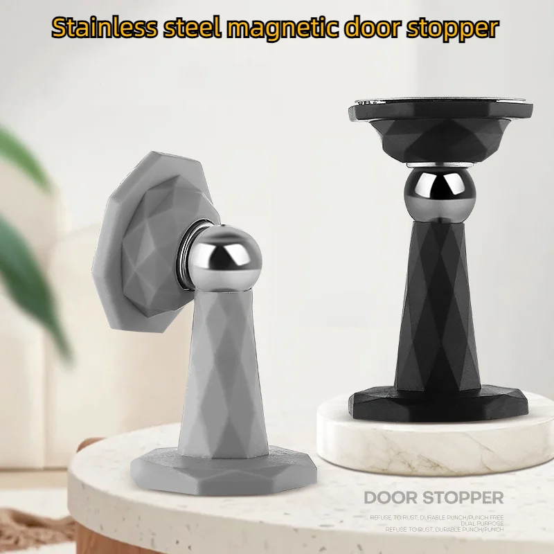 Non-punching Strong Magnetic Door Stopper, Bathroom Anti-Collision Door Stopper, Silent Suction, behind the Door