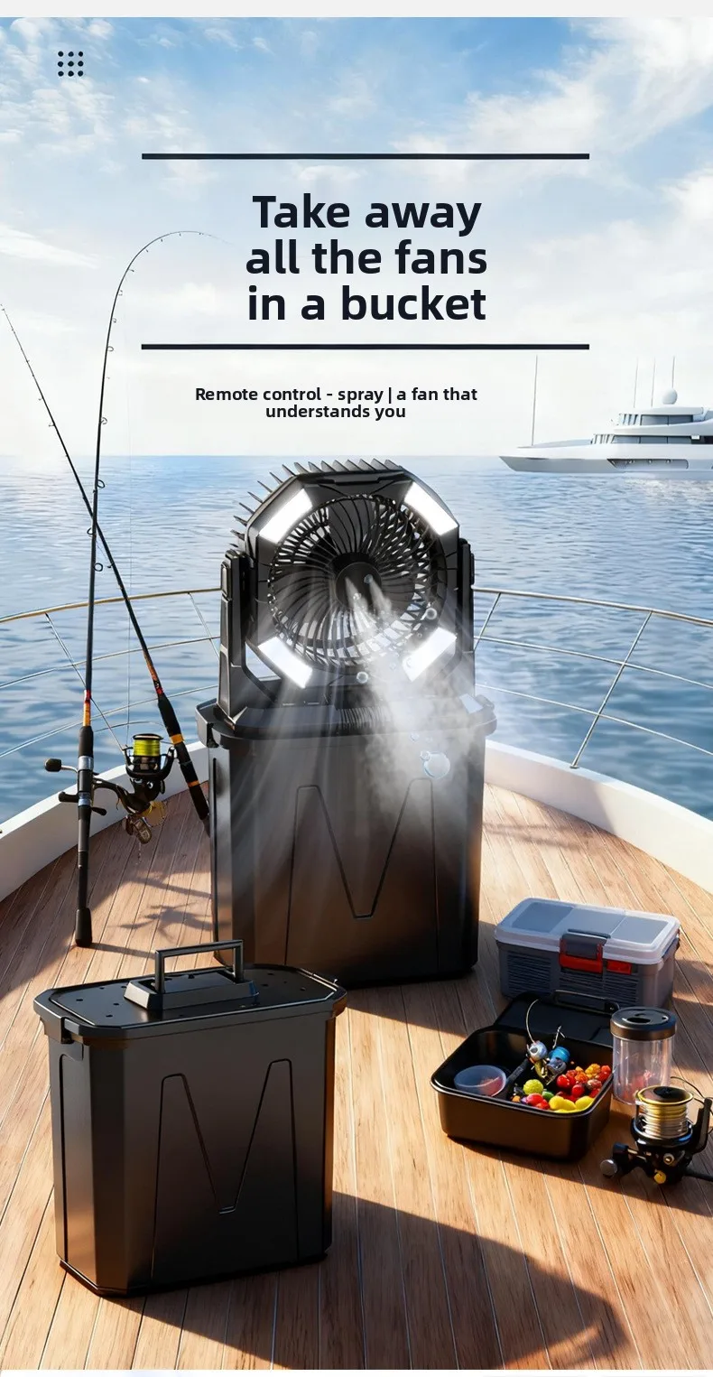 10L Portable Misting Fan 20000mAh Rechargeable Water Cooling Spray Fan with LED Light Outdoor Fan for Patio Camping Golf Terrace