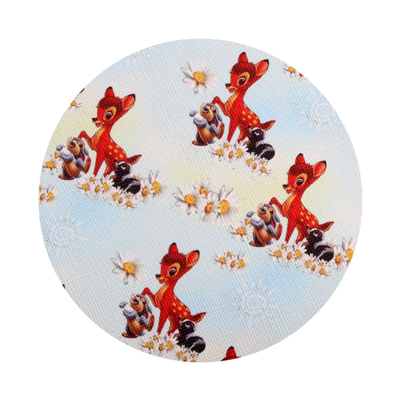 Disney Cartoon Bambi Faux Synthetic Leather 30X136cm/roll Printed Vinyl Fabric for DIY Earrings Bows Craft Handmade Materials