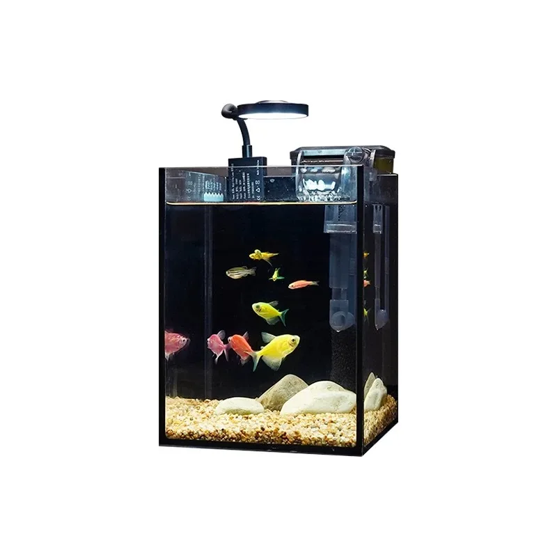 

Aquarium Fish Tank Glass Transparent Rectangular Desktop Decorative Fish Bowl Mini Fish Tank for Home and Office