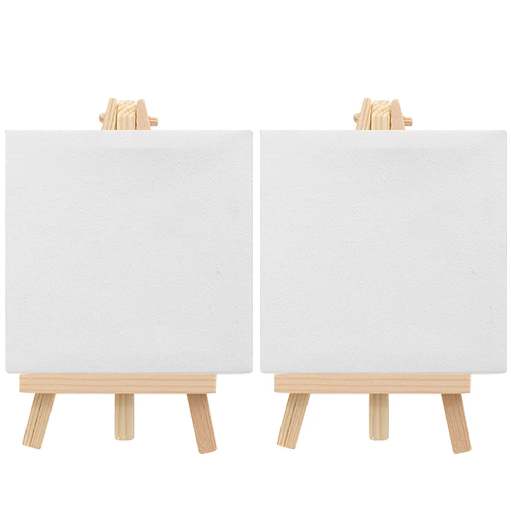 2 Sets Mini Oil Painting Board Easel Small Canvas Decorative Table Top Supplies Creative Gift Idea Stable Triangle Frame