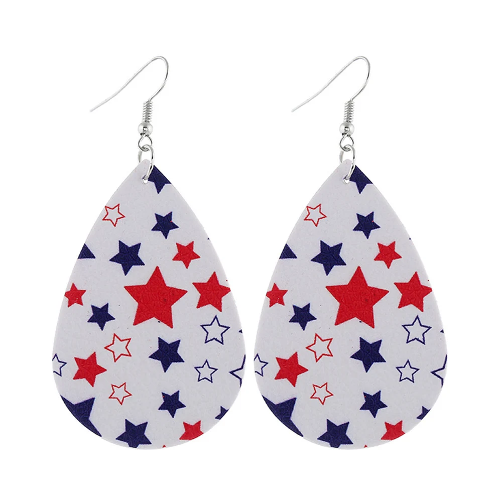 

Independence Day Flag Design Pu Earrings Women Accessories Chic Dangle Earbobs For Casual Party Outfit Unique Eye