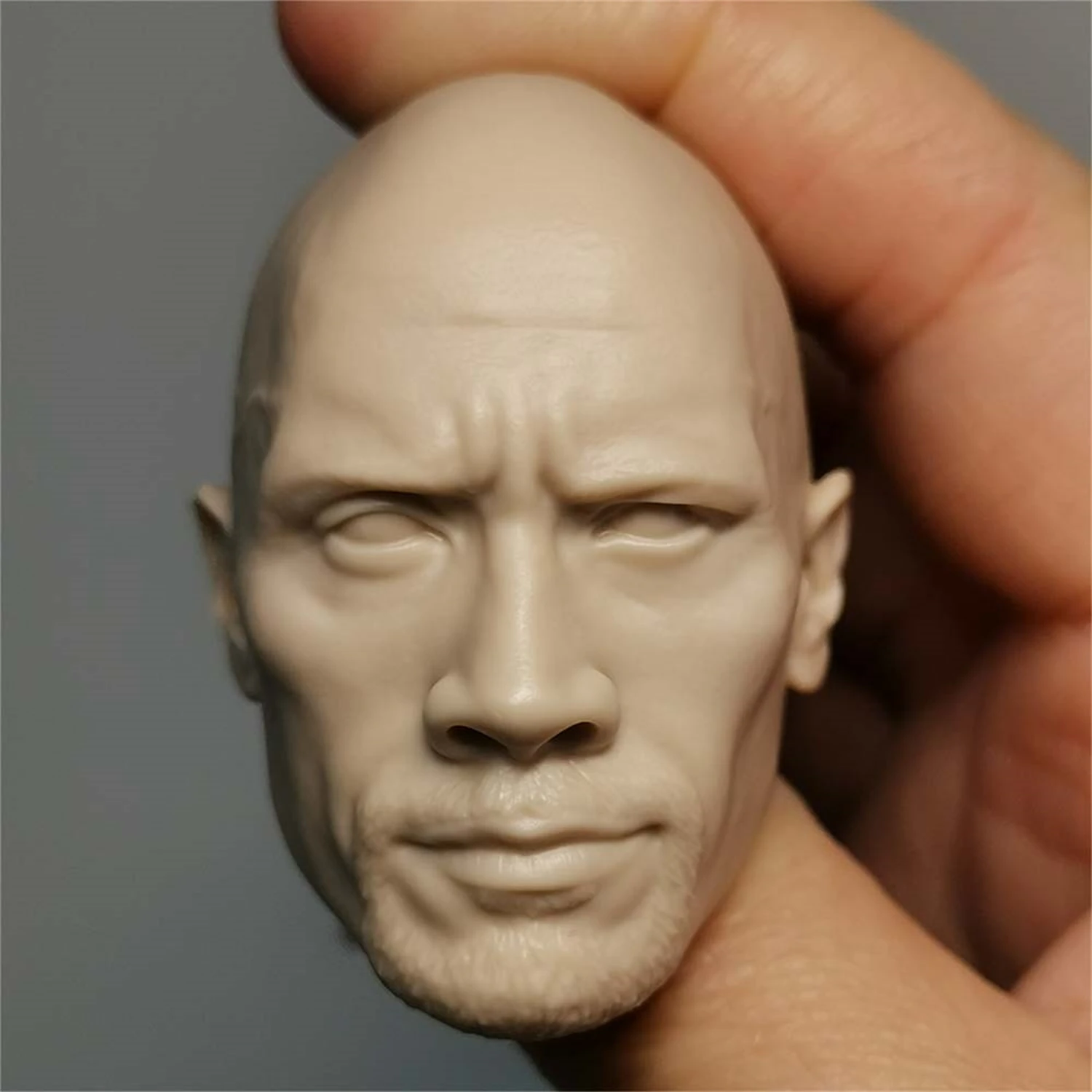 1/6 Unpainted Dwayne Johnson Stone Head Sculpt Bald Man Model Fit for 12'' Action Figure Body