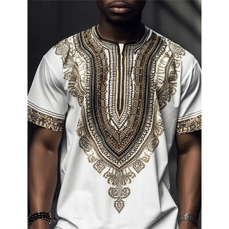 Vintage Designe Ethnic Floral T Shirt 3D Print Mens Bohemian Graphic Tee Shirt Mens Crew Neck Short Sleeve Tshirts Tops