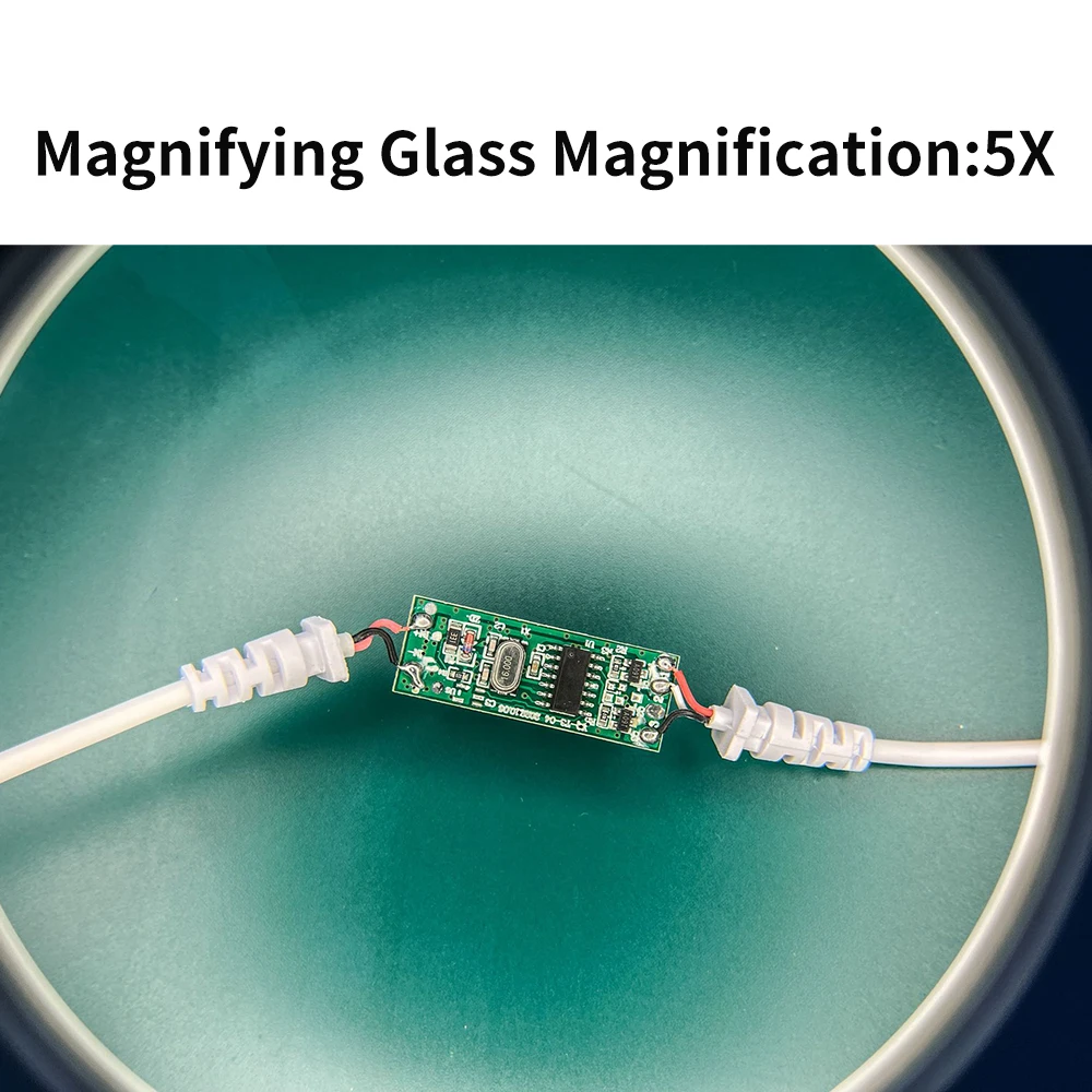 Night Reading Light With 5X Magnifying Glass Electronic Parts Maintenance Welding Tool Color Temperature Adjustable