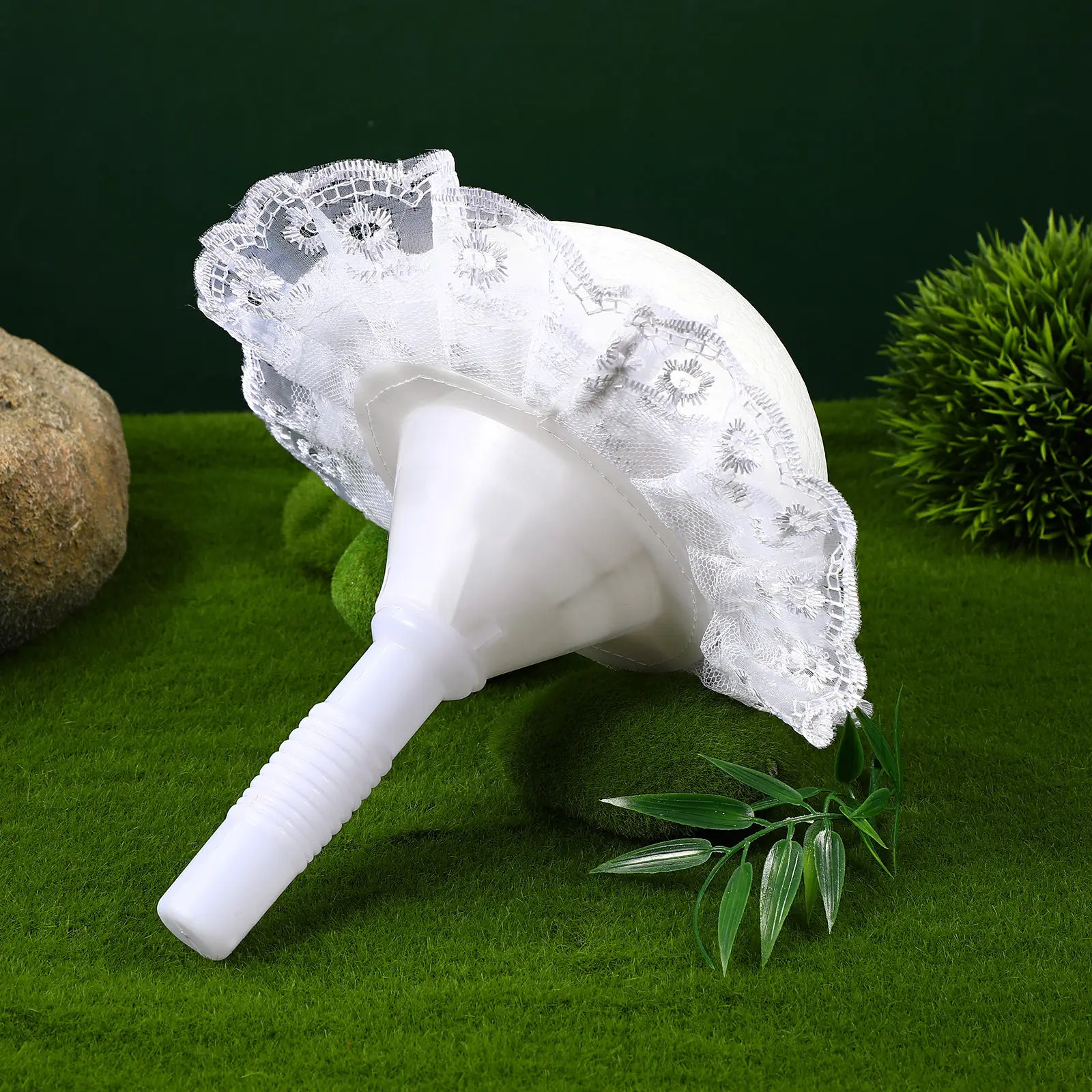 1Set Wedding Bridal Bouquet Holder Foam Half Ball Lace Handle Flower Stand for Fresh and Artificial Flowers Bouquet Holder view 5