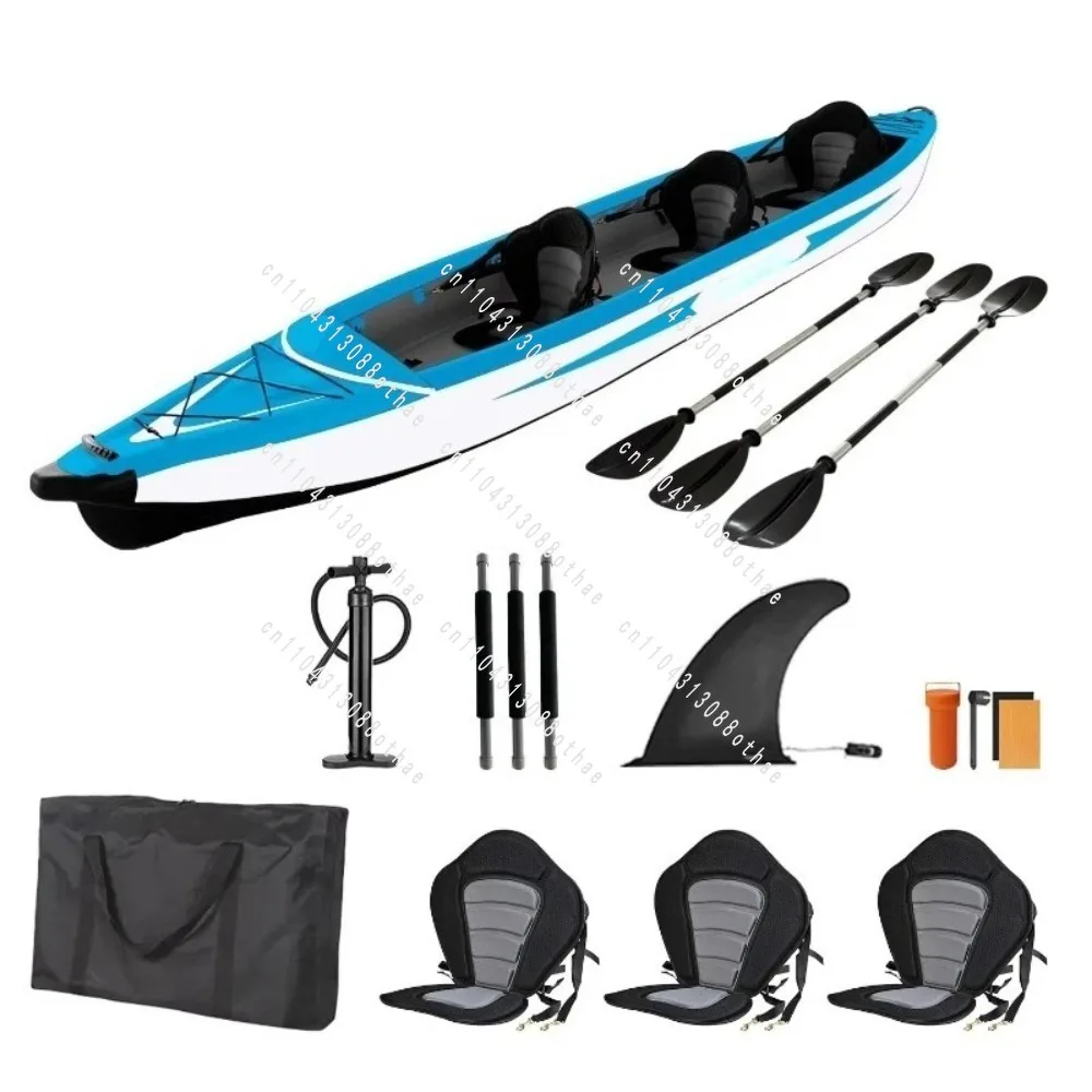 Drop Stitch Canoe 3 Person Portable Touring Boat with EVA Seat Custom Color Inflatable Fishing Kayak Foldable