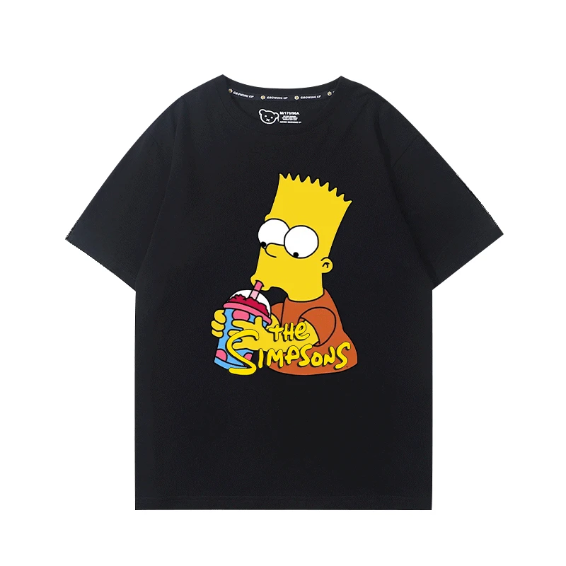تي شيرت للأطفال من القطن 100% مطبوع عليه رسوم كرتونية ممتعة من The Simpsons Y2K ملابس مريحة للترفيه في الهواء الطلق بين الوالدين والطفل