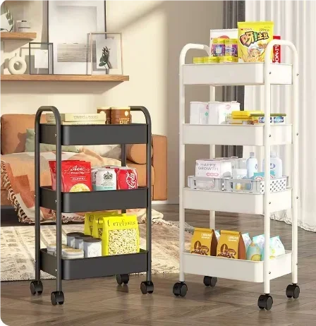 Household Multi-layer Small Cart Storage Rack Floor To Floor Kitchen Bedroom Bathroom Storage Rack Storage Rack With Wheels