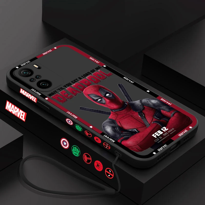 Marvel Superhero Deadpool dla Xiaomi Redmi Note 13 12 12Pro 11 11S 11T 10S 10 Pro Plus 5G etui na telefon z płynną lewą liną