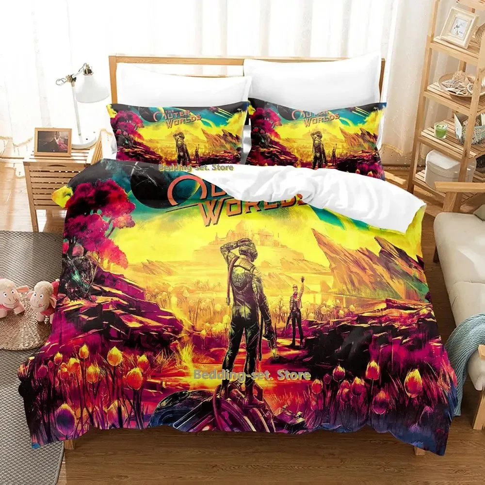 The Outer Worlds Bedding Set Single Twin Full Queen King Size Bed Set Adult Kid Bedroom Duvetcover Sets Anime parure de lit Bed