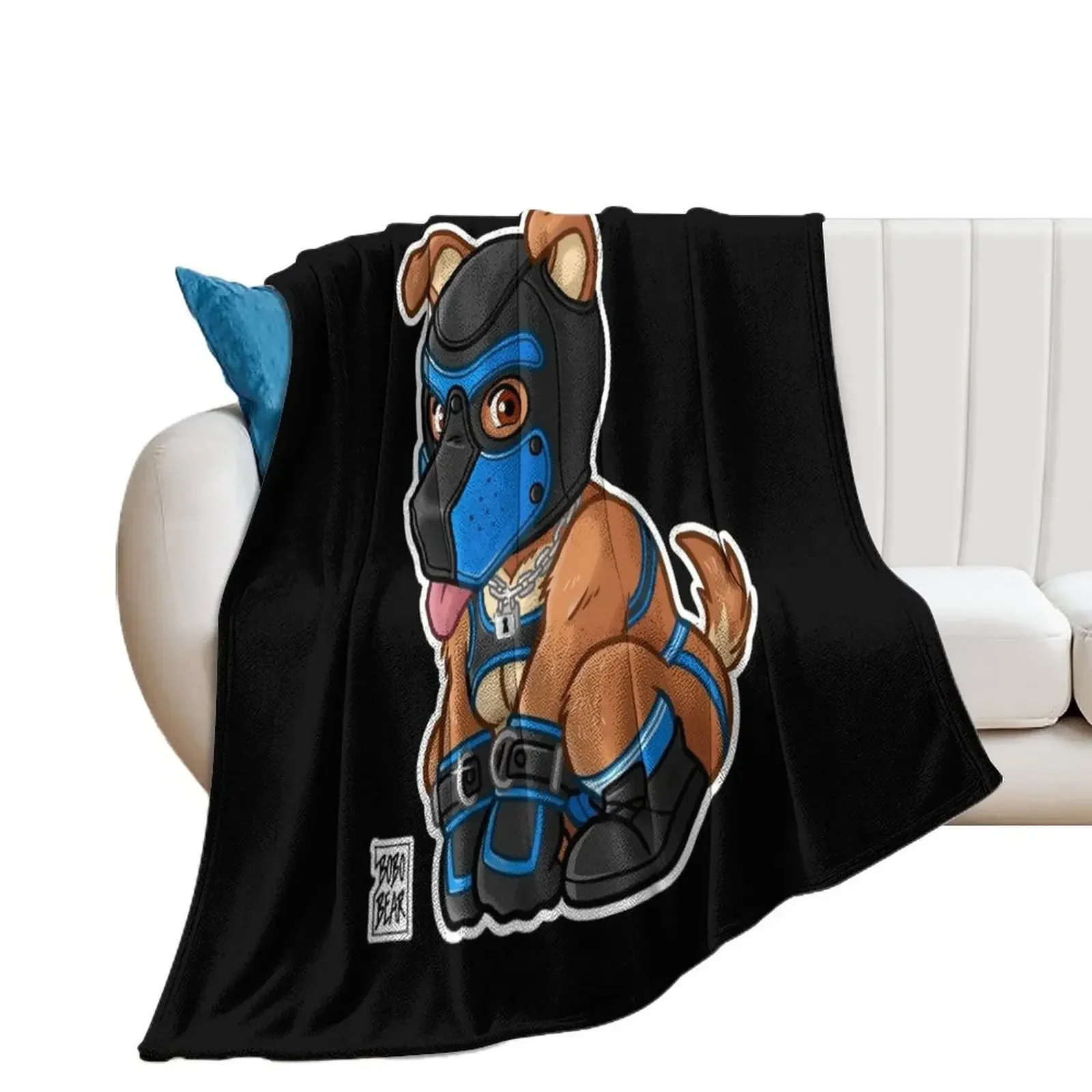 PLAYFUL PUPPY - BLUE MASK - BEARZOO SERIES Throw Blanket sofa bed for babies Decoratives Blankets