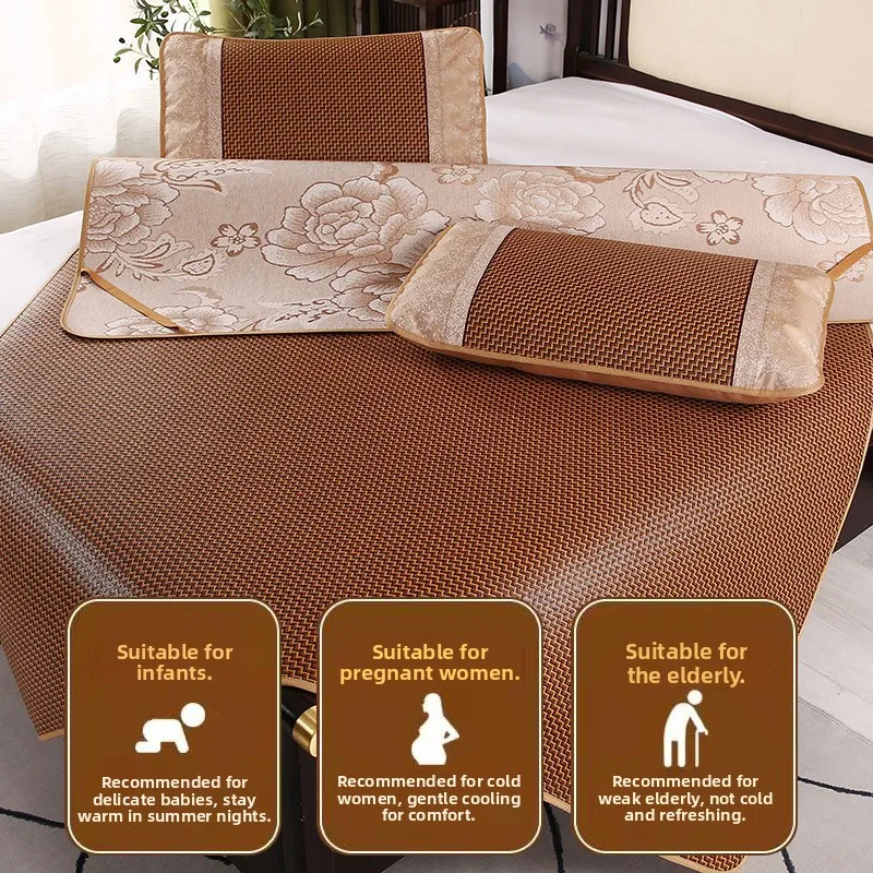 Double-Sided Cooling Rattan Mat Ice Silk Foldable Summer And Winter Versatile Bamboo Mat Bedding Accessories from Mainland China