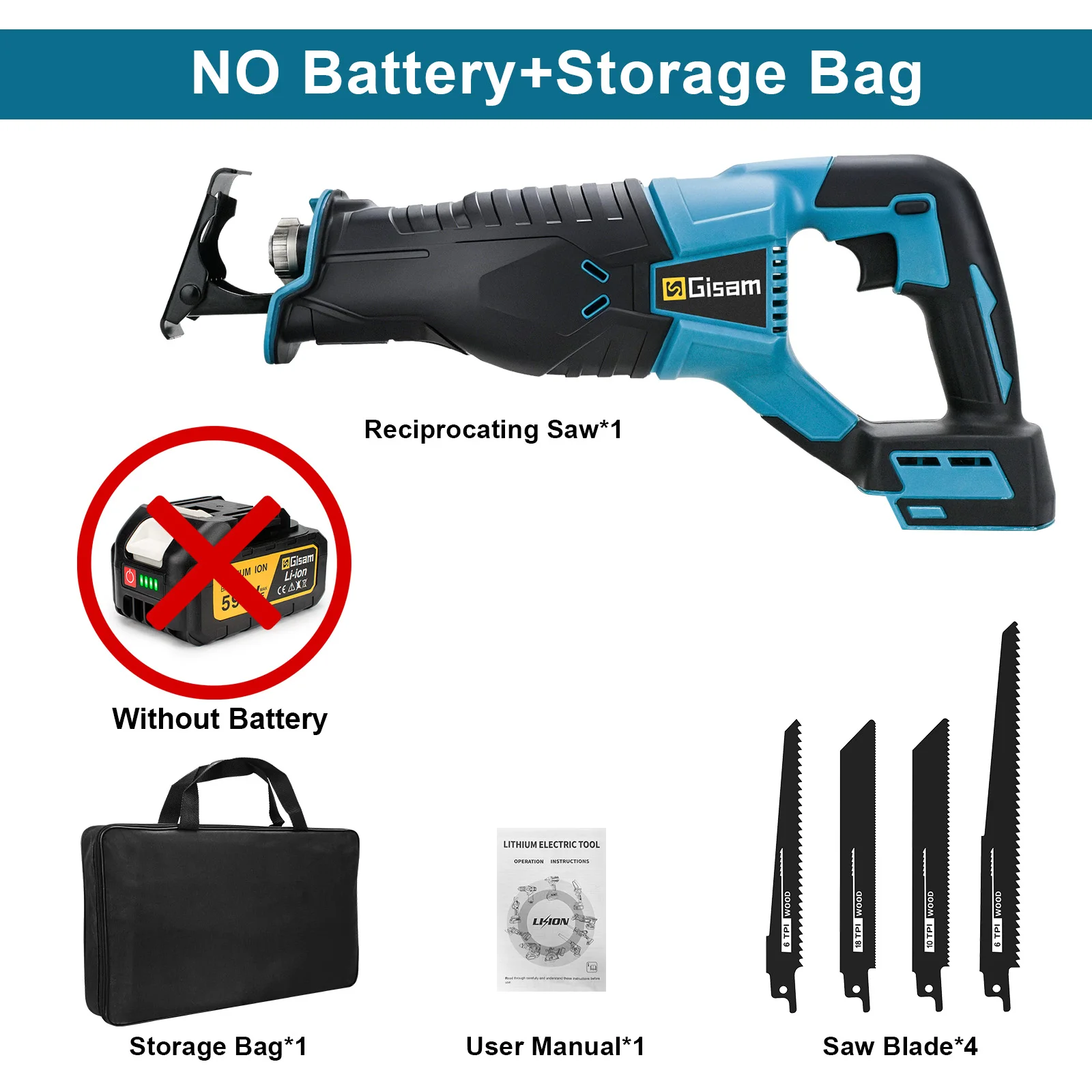 G perfil 3000W 10000SPM Elektrische Reciprozaag Elektrische Kettingzaag Sabelzaag Draagbare Snoerloos Gereedschap Voor Makita 18V Batterij pin