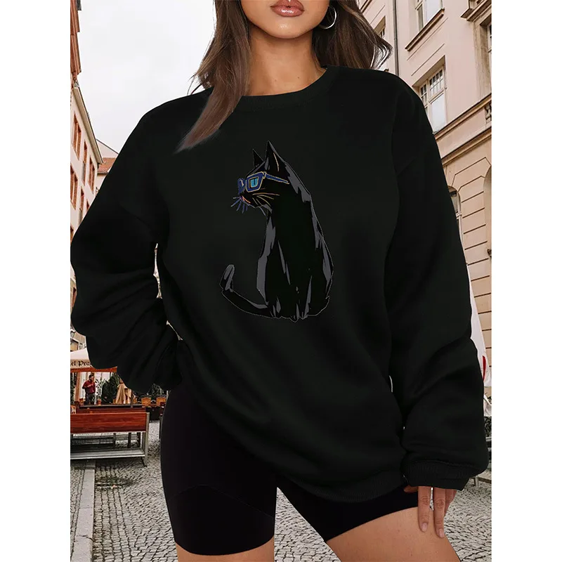 

Women's Casual Hoodie With Loose Warm Fleece Top Autumn Winter Pullover Long Sleeved Printed Letter Hoodie Roupa De Frio Street