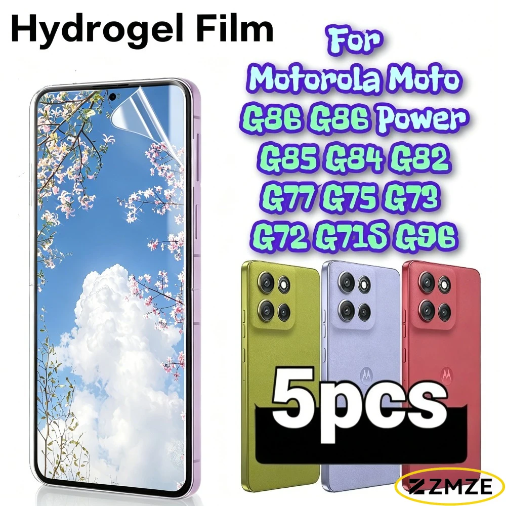 

5 Pack Hydrogel Films for Motorola G96 G86 G86 Power G77 G75 G85 G84 Series Glossy Screen Protectors For Moto G73 G82 G72 G71S