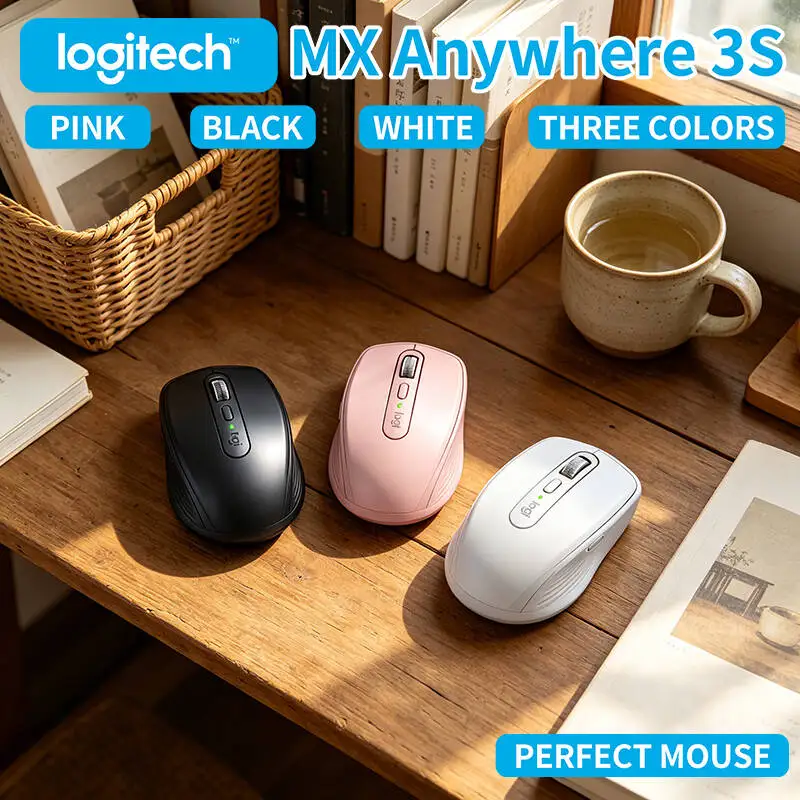 High-Performance Logitech MX Anywhere 3S - 8000 DPI, Hyper-Scroll, Silent Click, 3-Device Connect for Studio Task