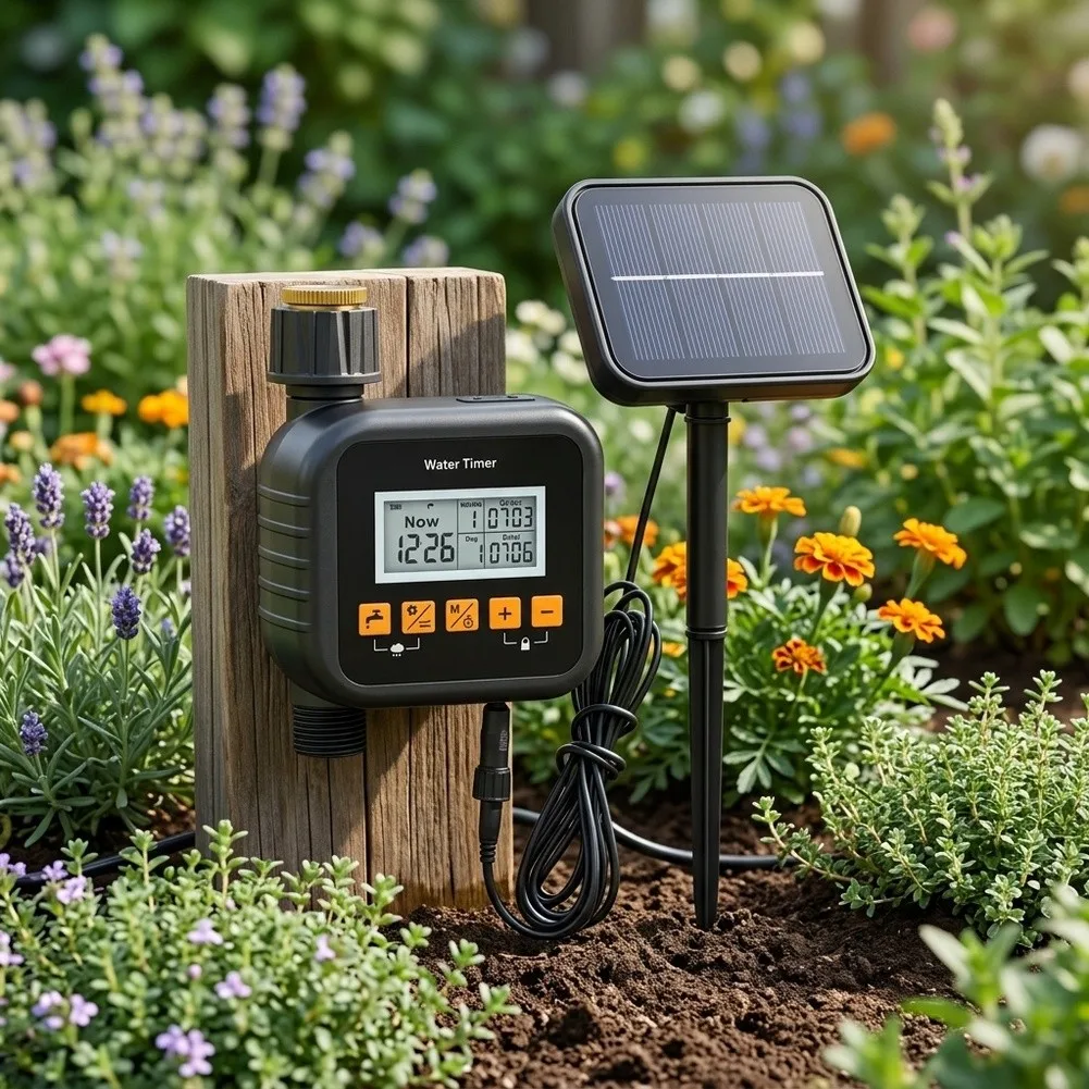 Reliable Solar Powered For Garden Hose Timer with Rain Sensor and 9 Programmable Watering Durations and Intervals