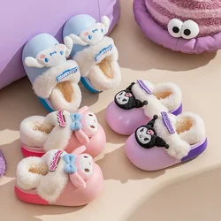 Sanrio Hello Kitty Home Fuzzy Slipper Cartoon Kuromi Cinnamoroll Yk2 donna inverno peluche pantofole antiscivolo ragazza scarpe basse carine