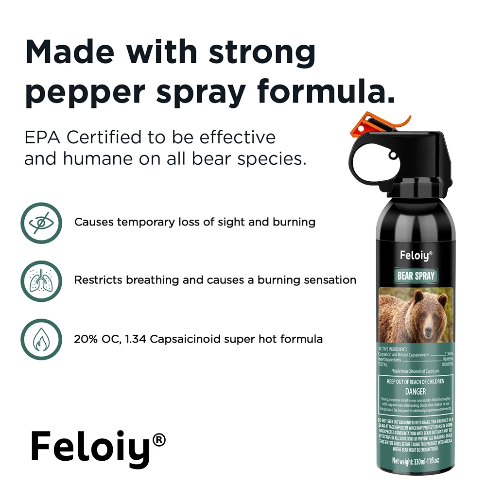 Maximum Strength Bear Spray, Self-defense Pepper Spray, Personal Safety Protection, Suitable for Hiking, Mountaineering, Camping