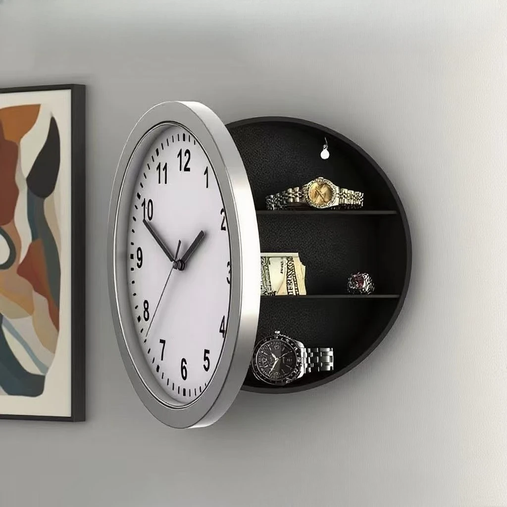 Household Simple Hidden Storage Clock Silent Decoration Safe Wall Living Room Bedroom Creative