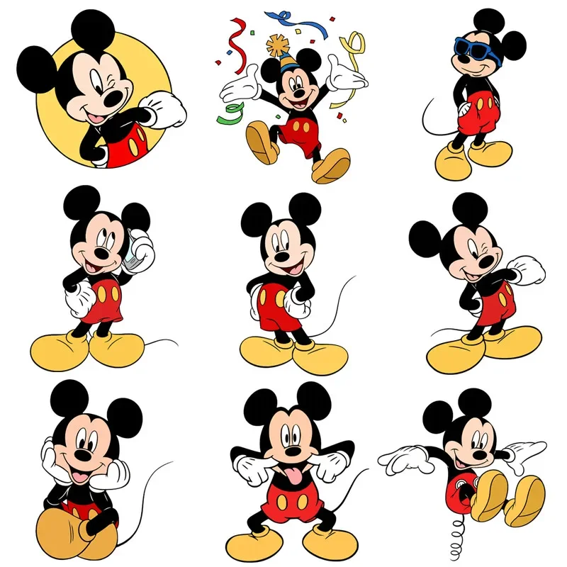 Mickey Mouse Cartoon Patches for Girls Clothes Vynil Heat Transfer Thermal Stickers DIY Women T Shirts Iron on For Kid Appliqued