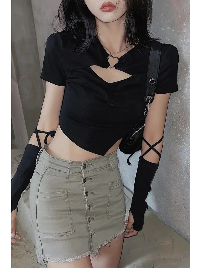 تي شيرت نسائي قصير الأكمام مطبوع من القطن بقصة ضيقة للحفلات أنيق بنمط الأزهار ملابس صيفية عصرية للسيدات