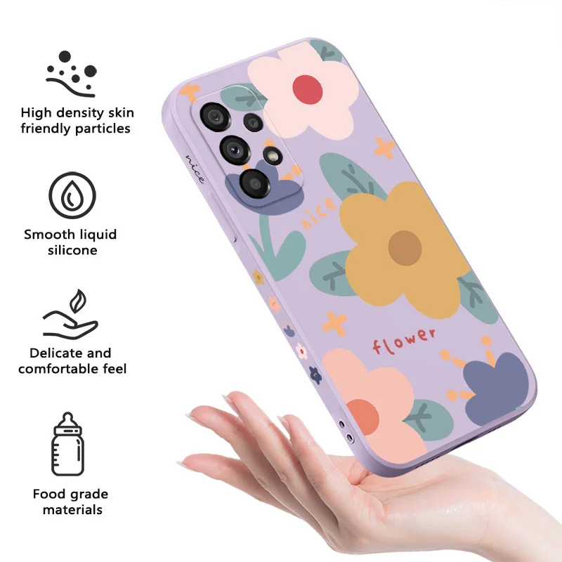 Round Flowers Case For Samsung Galaxy A73 A53 A33 A23 A13 A03 A72 A52 A52S A32 A22 A12 A02 A02S A71 A51 A31 A21S 4G 5G Cover