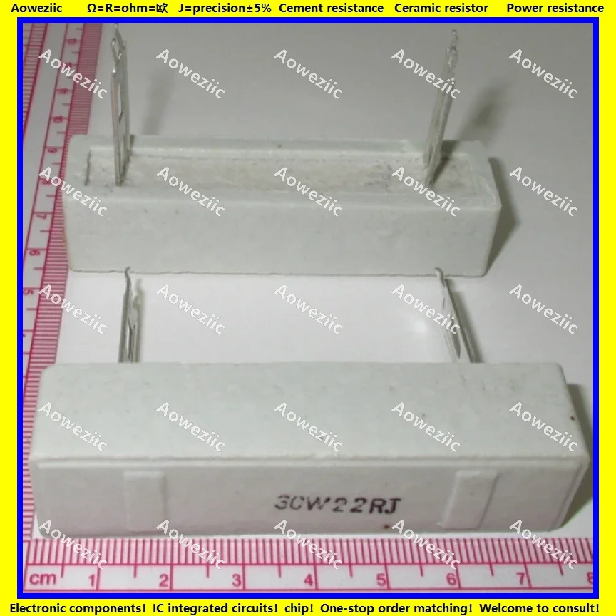 2 قطعة 30W22RJ 30 واط 22 أوم +/- 5% الأفقي الاسمنت المقاوم 30 واط 22RJ الاسمنت المقاومة 30W22R 30W2 2OHM مقاوم من السيراميك المكونات في