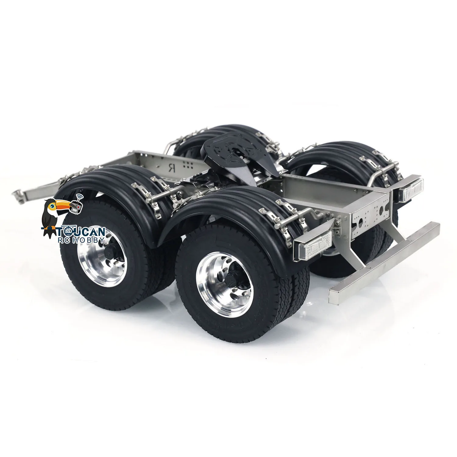 1/14 RC Metalen 2-asssen Trailer Reserveonderdeel Tractie voor LESU Afstandsbediening Auto Bouwwagen DIY Model Ongeverfd Speelgoed TH23748