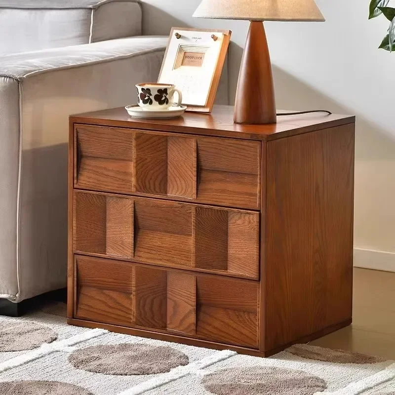 Aparador marrón moderno de madera maciza, conjunto de sofá, mueble de TV, mesita de noche para dormitorio y sala de estar, muebles para el hogar
