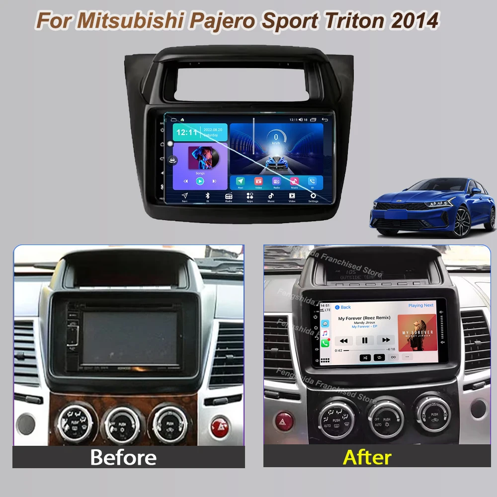 Radio de coche Android para Mitsubishi Pajero Sport Triton 2014 Carplay pantalla de reproductor automático GPS unidad principal navegación 4G WIFI Bluetooth 3
