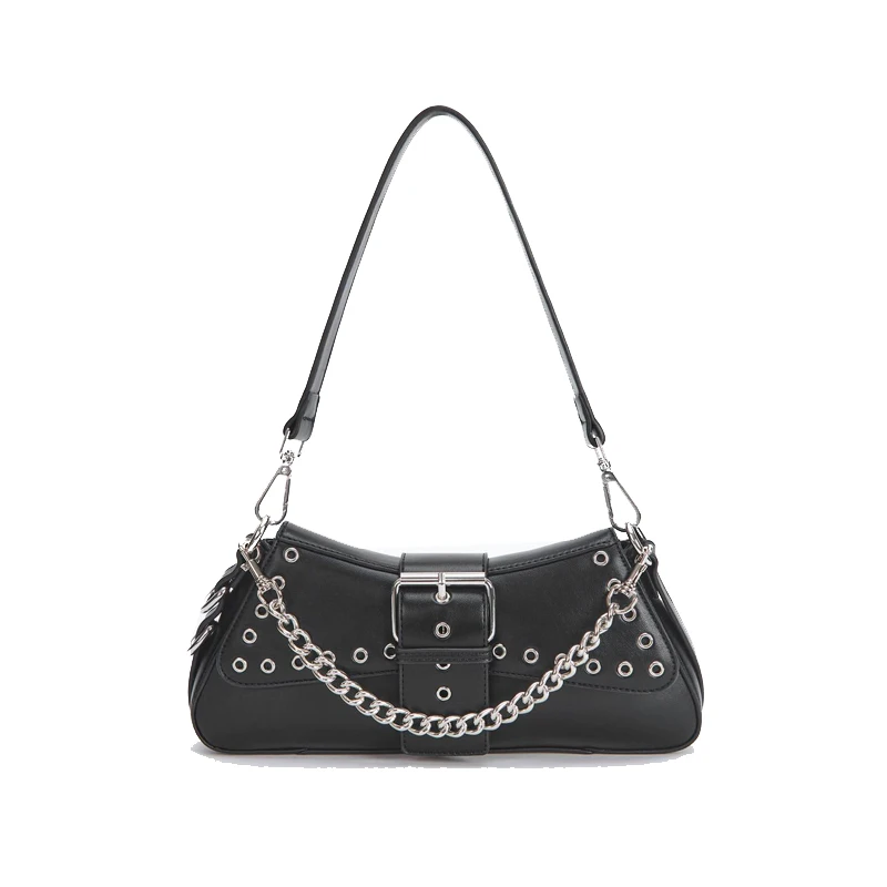 

SHELKSBAG Повседневная женская сумка через плечо в стиле панк, винтажная женская сумка-сэтчел из искусственной кожи с заклепками, сумка-кроссбоди