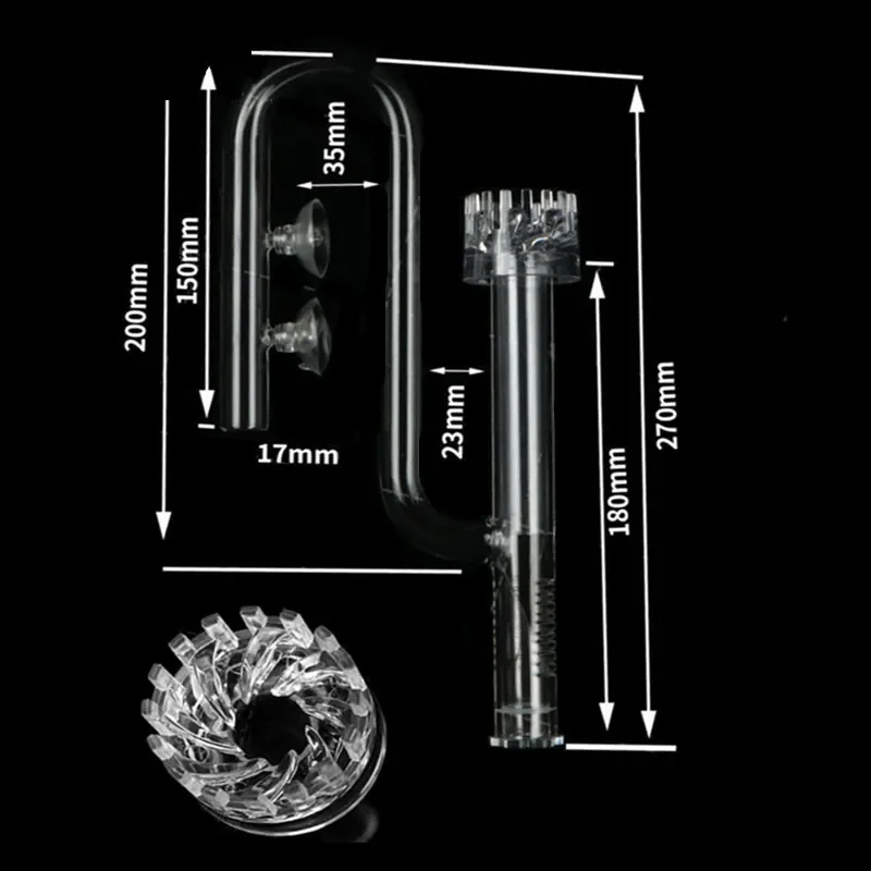 Aquarium Tank Water Outflow Lily Pipe Filter Accessories Glass pipe poppy peony spin surface skimmer inflow outflow 12mm 16mm