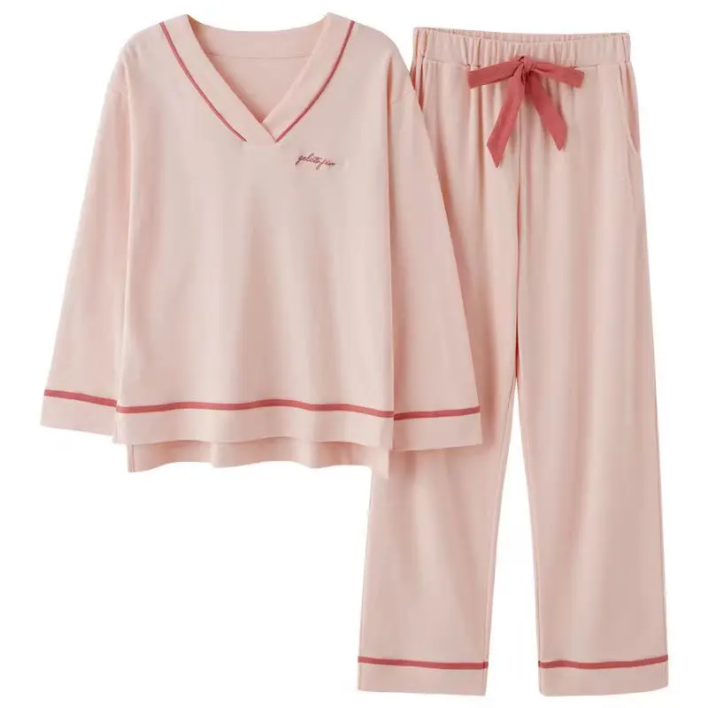 Pajamas For Women 2022 Cotton Set ensemble femme 2 pieces Long-sleeve pijamas suit female Korean style pyjamas plus size 4XL