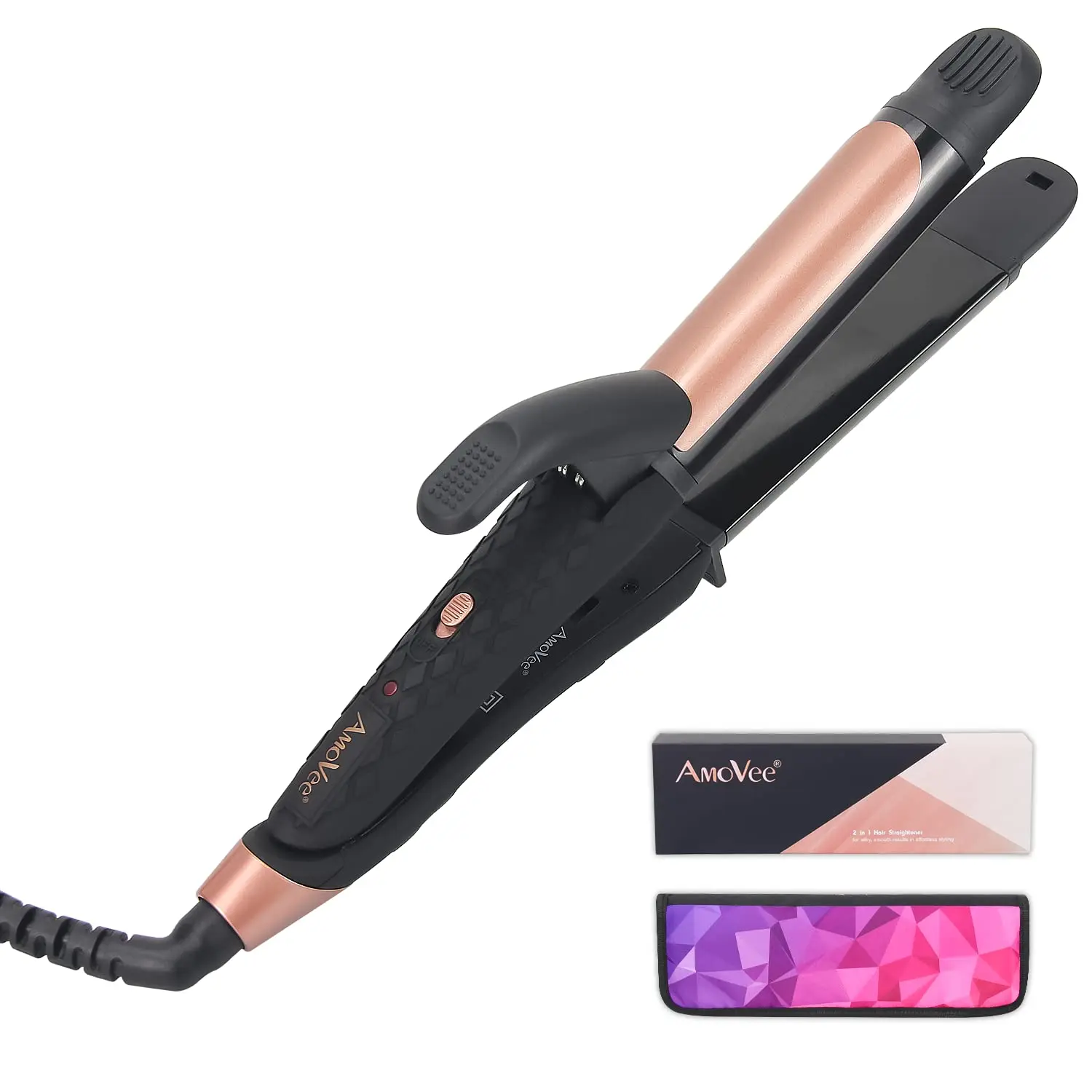 

Travel Curling Iron, Mini Curling Iron, Dual Voltage(100-240V), 1 Inch 2 in 1 Flat Iron Mini Hair Straightener, Carry Bag for Tr