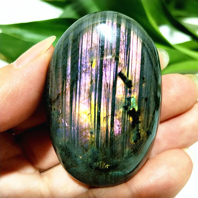 Natural Gemstone Yellow Light Labrador Palm Stone Witchcra Chakra Spiritual Healing Meditation Feng Shui Crystal Home Decoration view 2