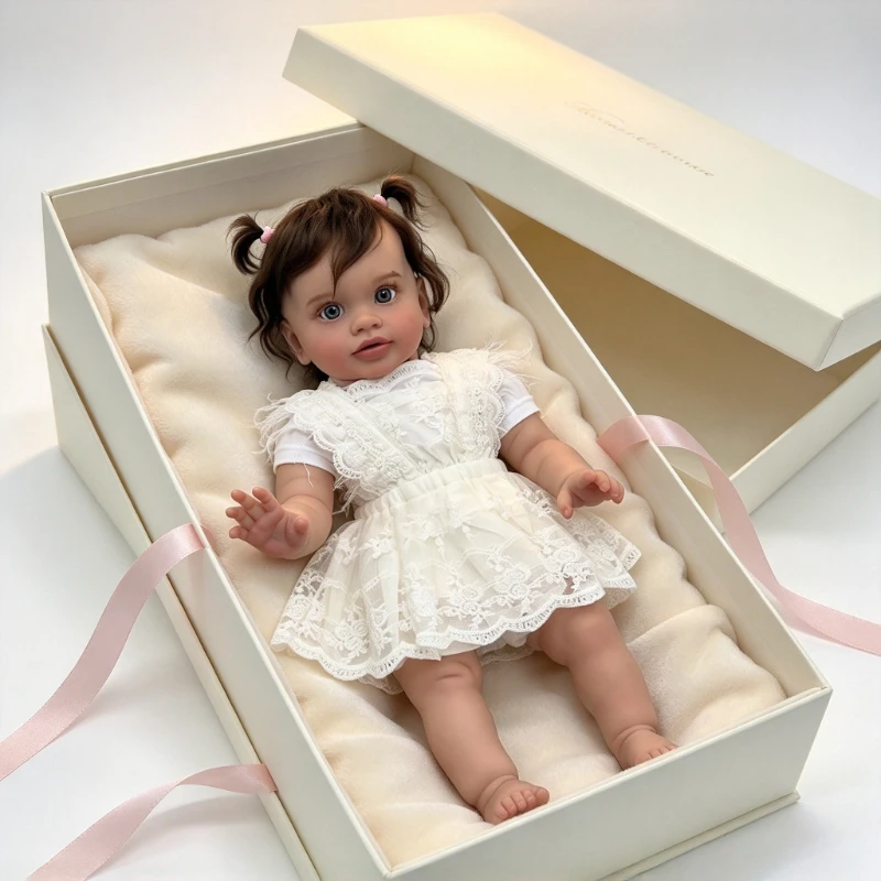 66cm Cotton Body Pippa Reborn Baby Doll Princess Girl Lifelike Soft Touch 3D Skin Art Doll with Hand Root Hair