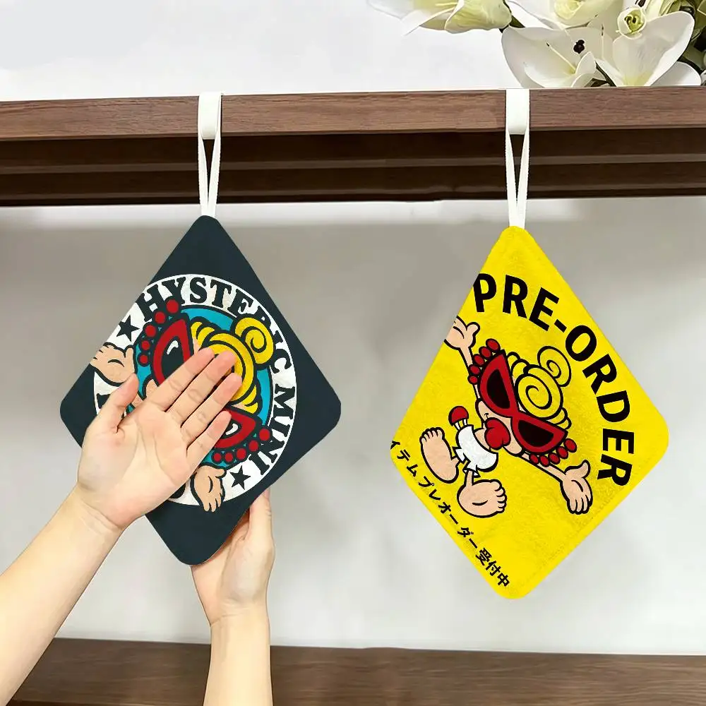 Japan Fashion Hysteric Mini Polyester Cotton Hand Wiping Towel with Hanging Loop, Lightweight for Home and Commercial Use