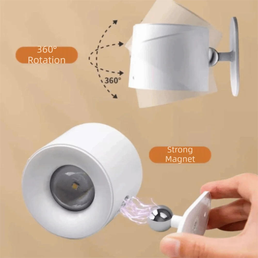 Magnetic Rechargeable Reading Light Non-Flickering LED Eye-Friendly Cordless Lamp Adjustable Angles Remote Control
