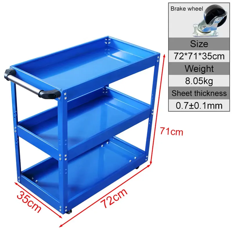 Organizer Toolbox Workshop Tool Cart With Wheels Holder Garage Workbench Racks Adjustable Shelf Free Hooks 2 Layer Or 3 Layer