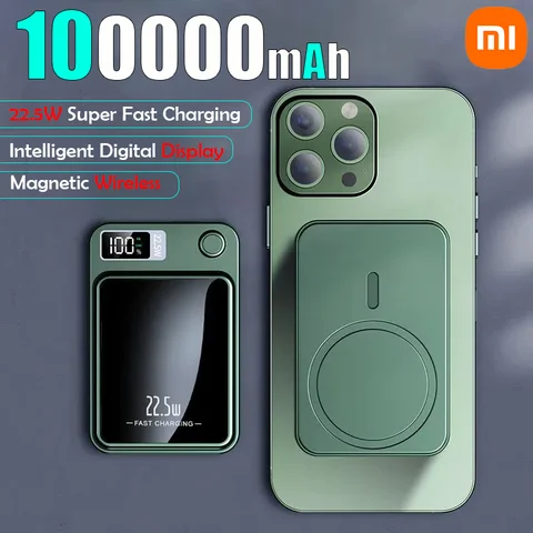 Xiaomi 100000mAh 무선 자기 보조베터리 Magsafe 용 고속 충전기 iphone Huawei Samsung 2025 용 휴대용 보조 배터리