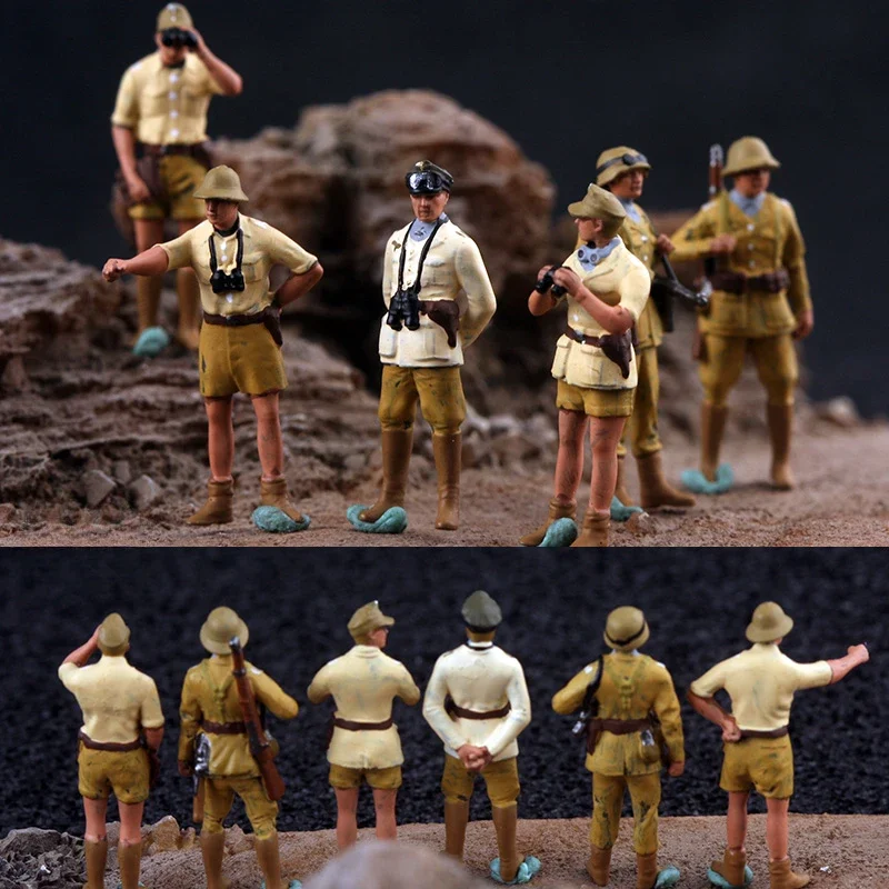 

6 Pcs 1/72 Action Figures War Generals Soldiers' Staff Group Painted Model Photography Car Toys Scene Dolls Accessories