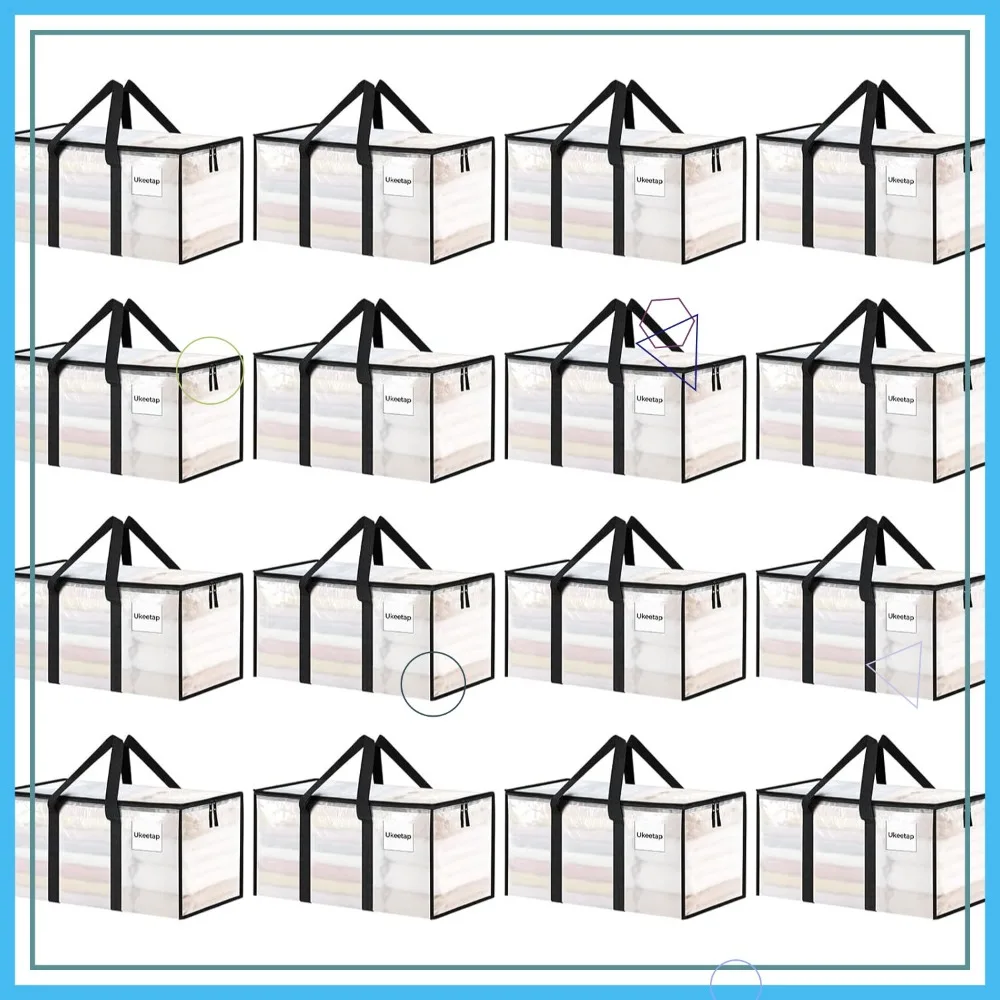 

16 Pack Heavy Duty Moving Bags with Lids, Reinforced Handles & Zippers for Clothes Storage and College Supplies