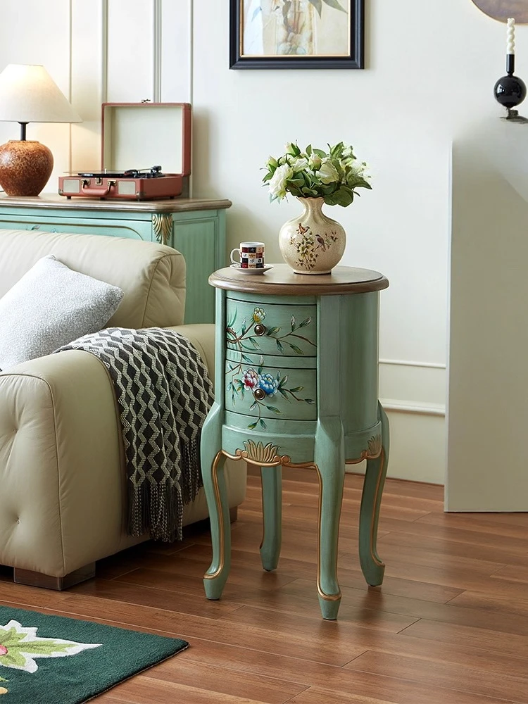 

American country solid wood sofa edge corner